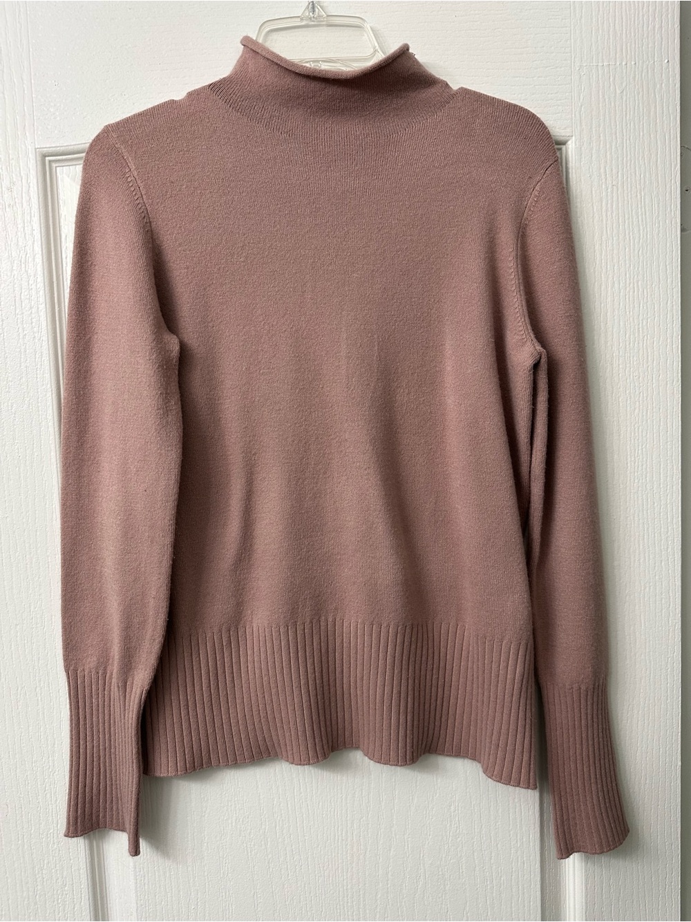 French Connection Ribbed Hem Mock Neck Sweater - Dusty Rose Pink